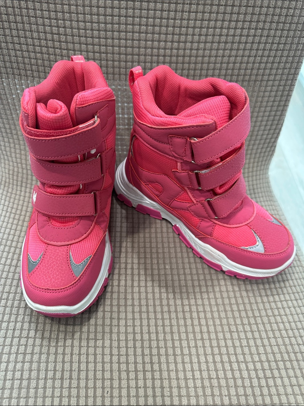 Girls 1 Pink High-Top Athletic Boots with Hook-and-Loop Straps
